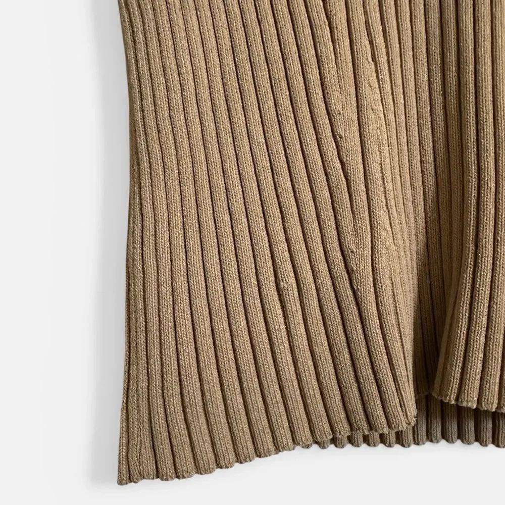 ZARA Ribbed Knit Polo Camel Size Small - Picture 11 of 12